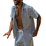 Men's Hawaiian Short Sleeve Lapel Shirt Set 60345384L
