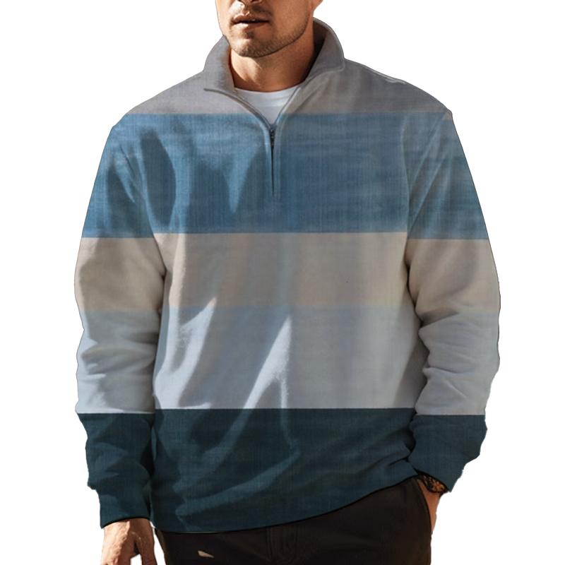 Men's Stand Collar Zipper Print Long Sleeve Sweatshirt 42712626L