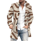 Men's Mid-Length Plaid Print Casual Coat 25650600L