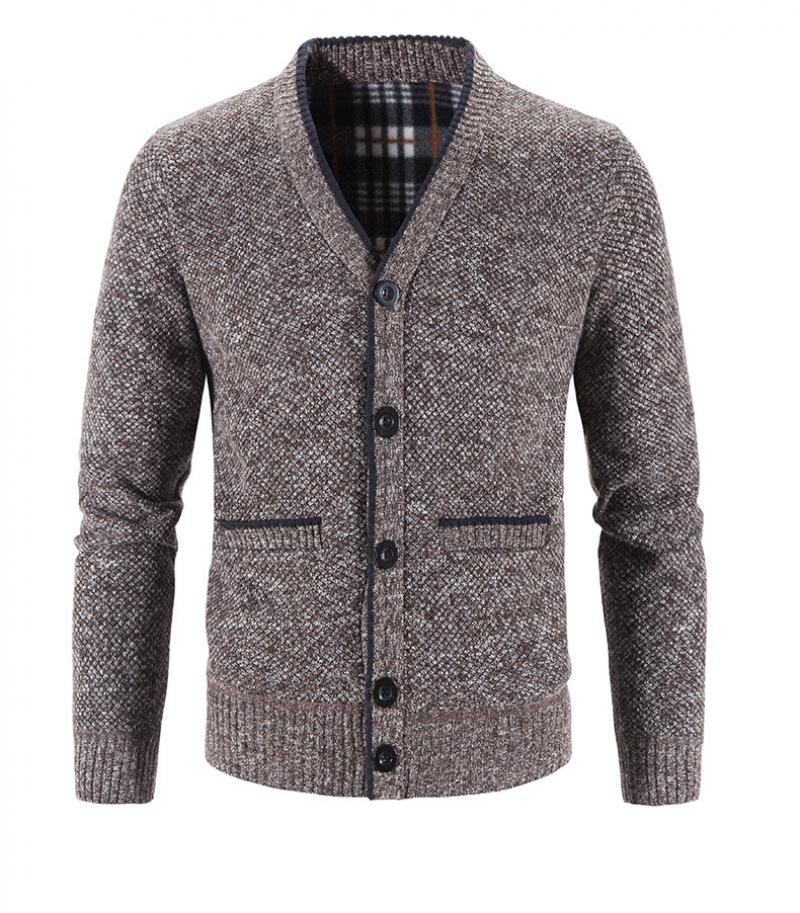 Men's Thickened V-neck Knitted Cardigan 19502378L