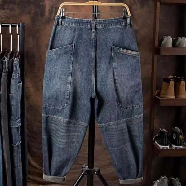 Men's Retro Workwear Straight Wide Leg Jeans 81768673L