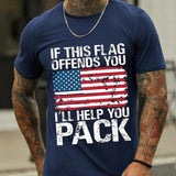 Men's Patriotic Flag Letter Print Casual Fashion Street Round Neck Short-sleeved Tee 65917417L