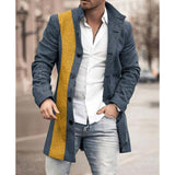 Men's Mid-length Plaid Print Coat Casual Windbreaker 53830676L