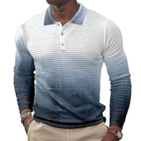Men's Printed Lapel Button-Down Polo Long Sleeve T-Shirt 42647248L