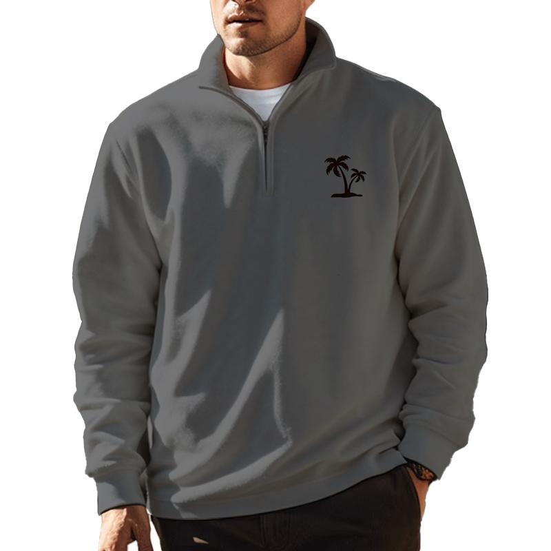 Men's Stand Collar Zipper Print Long Sleeve Sweatshirt 81117592L