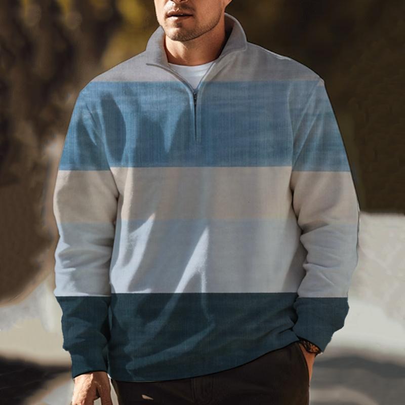 Men's Stand Collar Zipper Print Long Sleeve Sweatshirt 42712626L