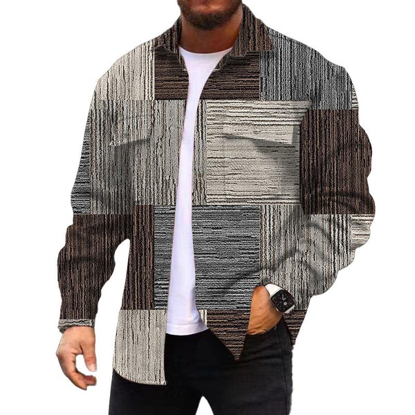 Men's Corduroy Print Long Sleeve Shirt Jacket 94355301L