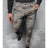 Men's Casual Printed Pants Mid Waist Micro Elastic Pants 60687342L