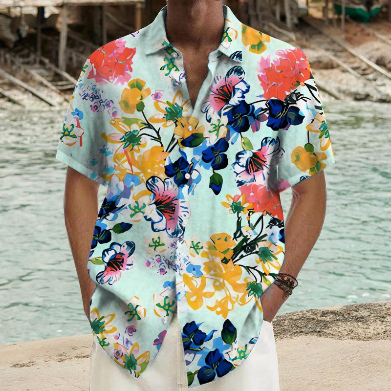 Men's Flower Printed Short Sleeve Shirt 13327231L