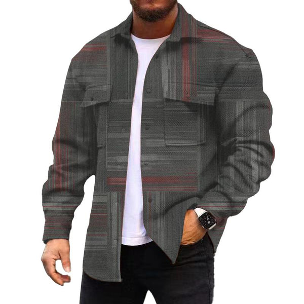 Men's Corduroy Print Long Sleeve Shirt Jacket 94667369L