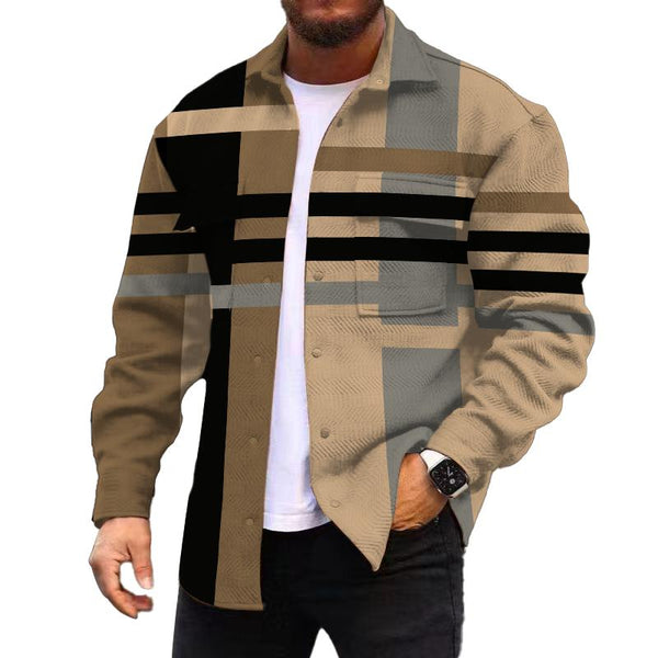 Men's Corduroy Print Long Sleeve Shirt Jacket 32996765L