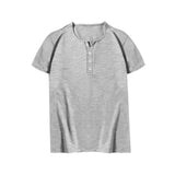 Men's Linen Henley Collar Summer Casual Short-sleeved T-shirt 97222428L