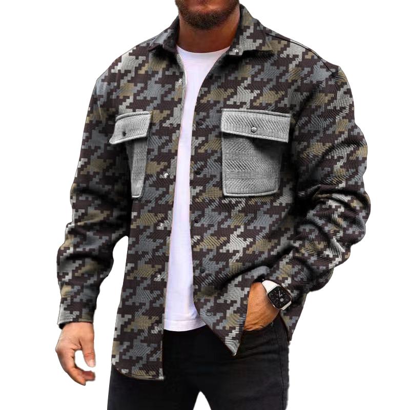 Men's Corduroy Print Long Sleeve Jacket 58010899L