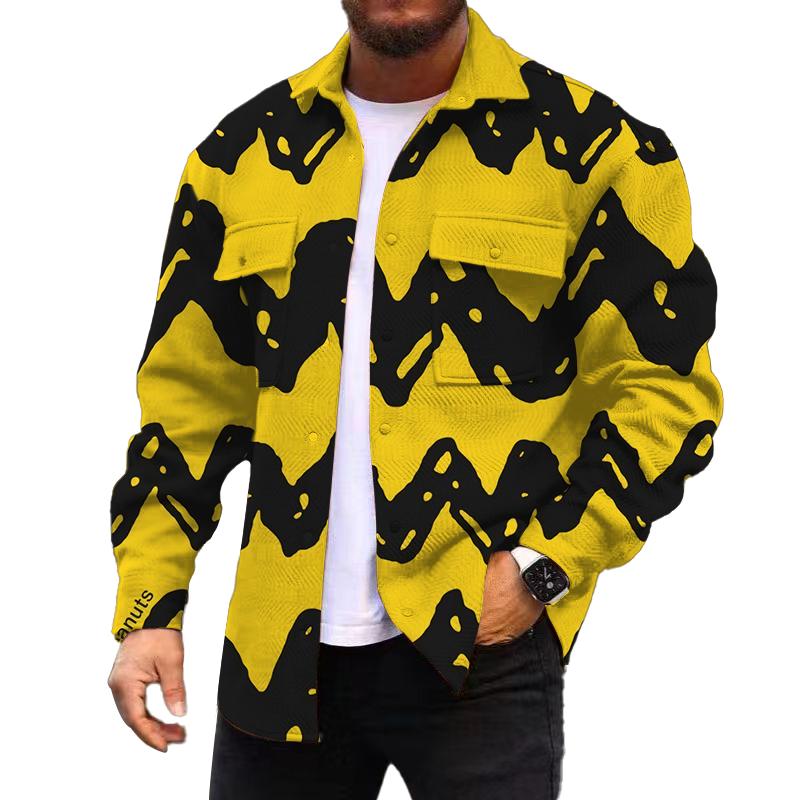 Men's Corduroy Print Long Sleeve Shirt Jacket 58844796L