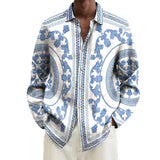 Men's Baroque Greek Printed Long Sleeve Shirt 18254156L