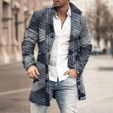 Men's Mid-Length Plaid Print Coat Casual Windbreaker 49223720L