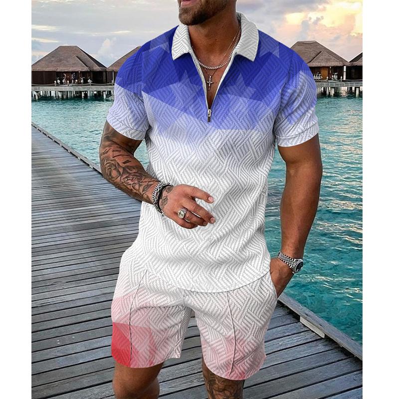 Men's Casual Set Polo Collar Short Sleeve Set 67884908L