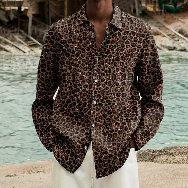 Men's Leopard Print Long Sleeve Shirt 60887491L