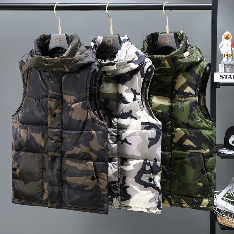 Men's Hooded Camouflage Cotton Vest 12885125L