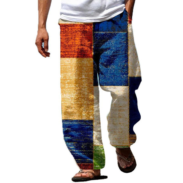 Men's Color Block Printed Casual Trousers 40284324L