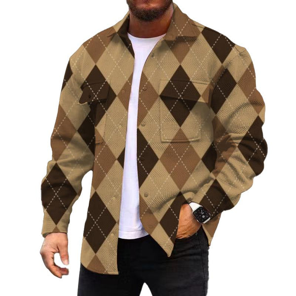 Men's Corduroy Print Long Sleeve Jacket 38571857L