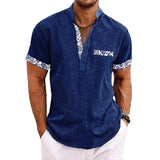 Men's Henley Collar Printed Short Sleeve Shirt 71751045L