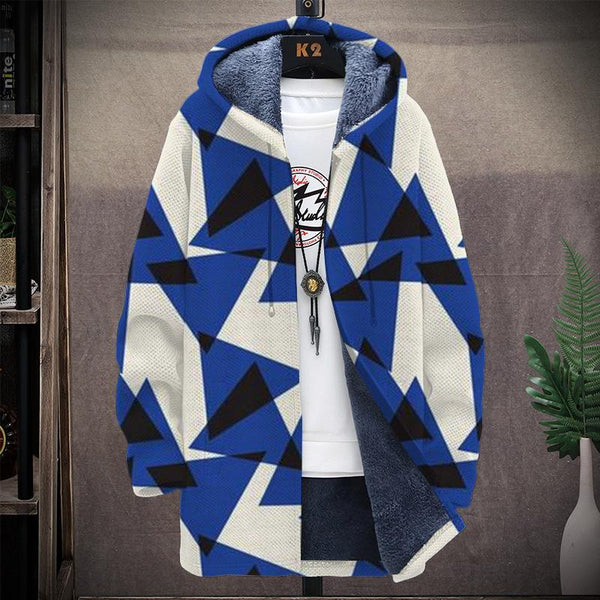 Men's Printed Hooded Two-pocket Plush Thickened Long-sleeved Cardigan Jacket 60990595L
