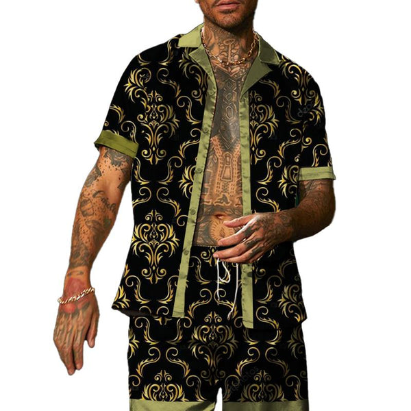 Men's Hawaiian Print Short Sleeve Shirt Set 32513466L