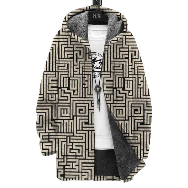 Men's Printed Hooded Two-Pocket Plush Thickened Long-Sleeved Cardigan Jacket 43707564L