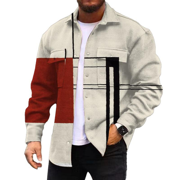 Men's Corduroy Print Long Sleeve Jacket 41157615L