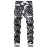 Men's Colorful Elastic Denim Casual Pants Slim Printed Pants 08225871L