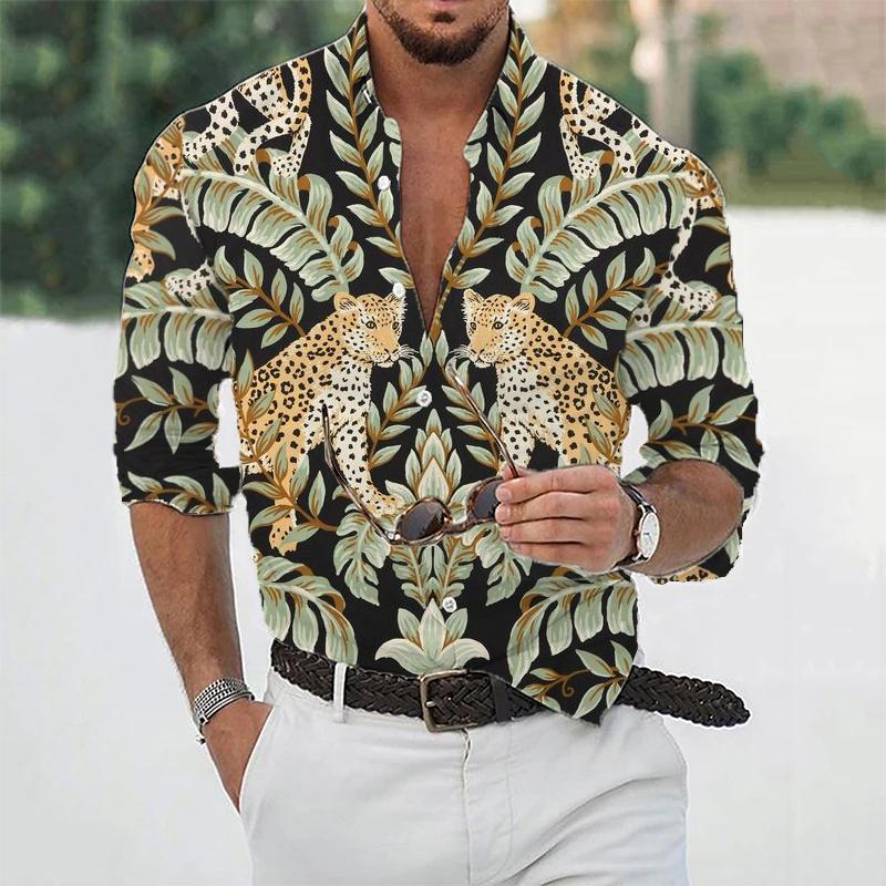 Men's Leopard Printed Long Sleeve Shirt 65418102L
