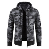 Men's Knitted Cardigan Camouflage Hooded Sweater 12289438L