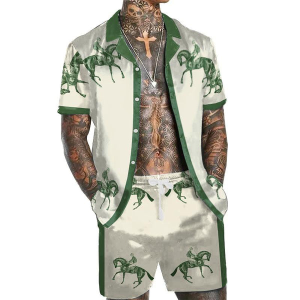 Men's Hawaiian Print Short Sleeve Shirt Set 14913311L