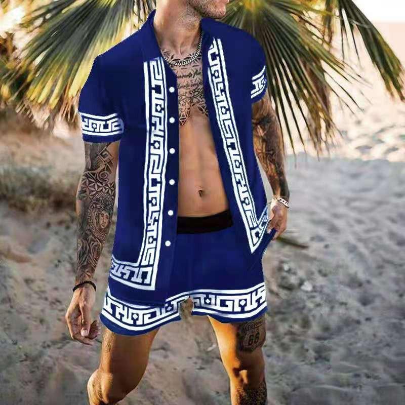 Men's Beach Casual Set Short Sleeve Shirt Set 09169290L