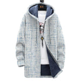 Men's Printed Hooded Two-pocket Plush Thickened Long-sleeved Cardigan Jacket 84537045L