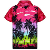 Men's Hawaiian Vacation Coconut Tree Print Short Sleeve Lapel Shirt 00035446L