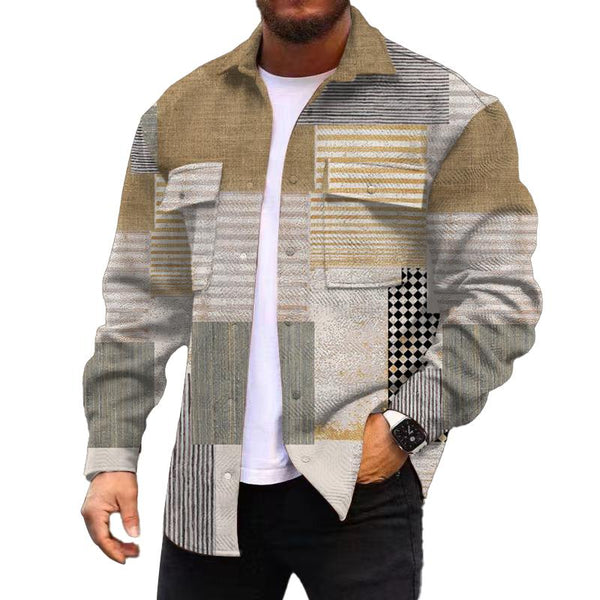 Men's Corduroy Print Long Sleeve Shirt Jacket 99195297L
