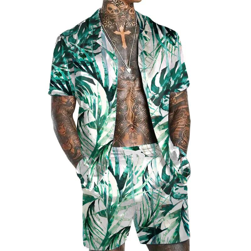 Men's Hawaiian Casual Set Short Sleeve Shirt Set 45372140L