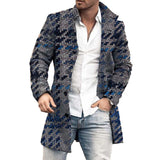 Men's Mid-length Plaid Print Coat Casual Windbreaker 04690336L