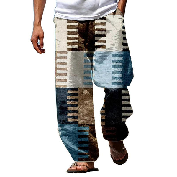 Color Block Printed Casual Trousers 04626583L