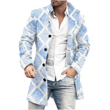 Men's Mid-Length Plaid Print Casual Coat 30479050L