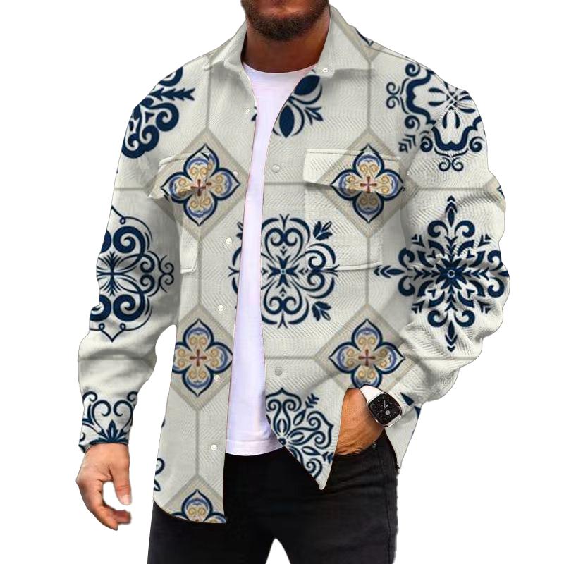 Men's Corduroy Print Long Sleeve Jacket 54387131L