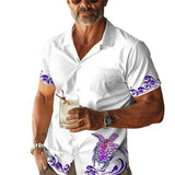 Flower Printed Men's Pocket Short Sleeve Shirt 89404189L