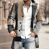 Men's Mid-length Plaid Print Coat Casual Windbreaker 75913754L