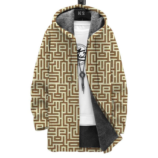 Men's Printed Hooded Two-Pocket Plush Thickened Long-Sleeved Cardigan Jacket 00241232L