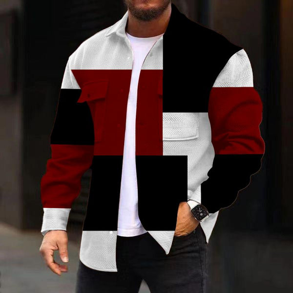 Men's Corduroy Print Long Sleeve Jacket 42416577L