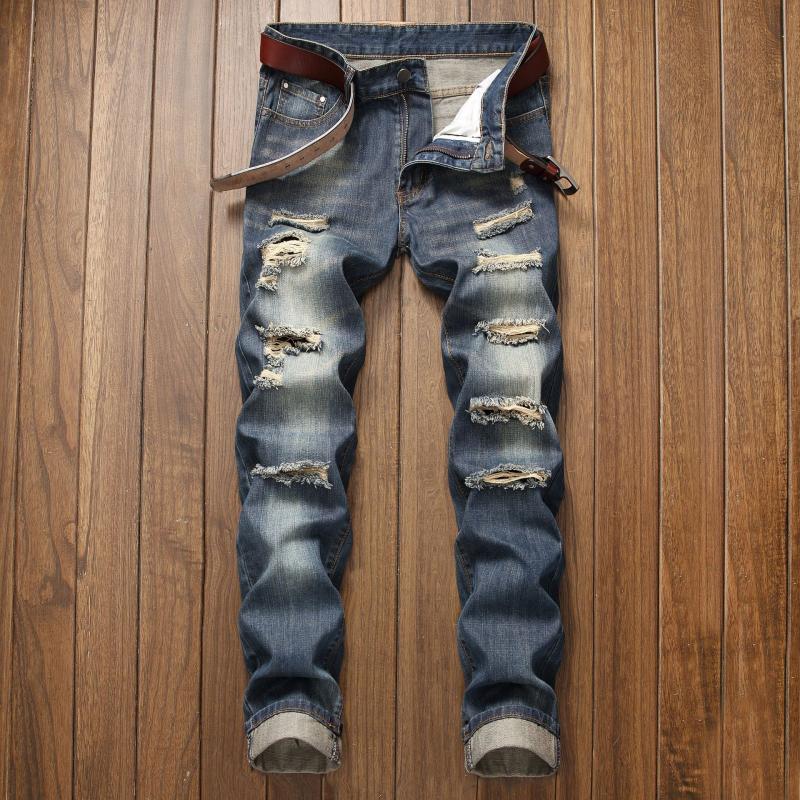 Men's Ripped Straight Fit Jeans 24376452L