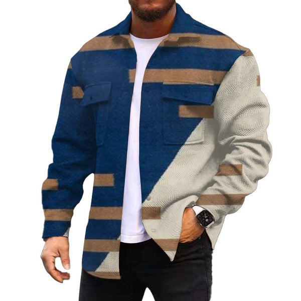Men's Corduroy Print Long Sleeve Shirt Jacket 90679338L