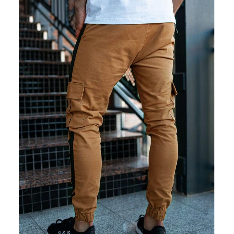 Men's Patchwork Casual Trousers Tether Cargo Casual Pants 18892775L